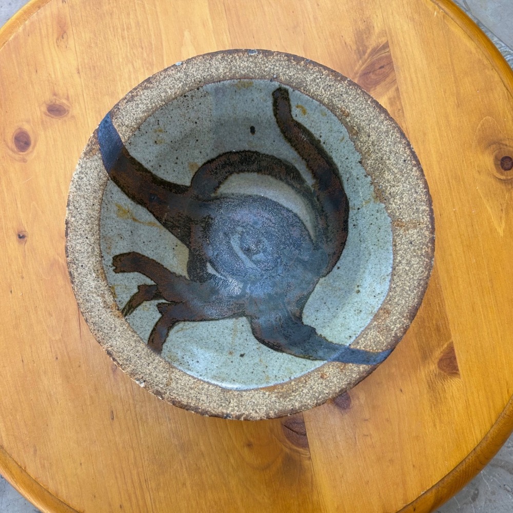 Vintage Stoneware Art‎ Bowl Brown Rosser Studio Pottery Mid Century Wabi Sabi
